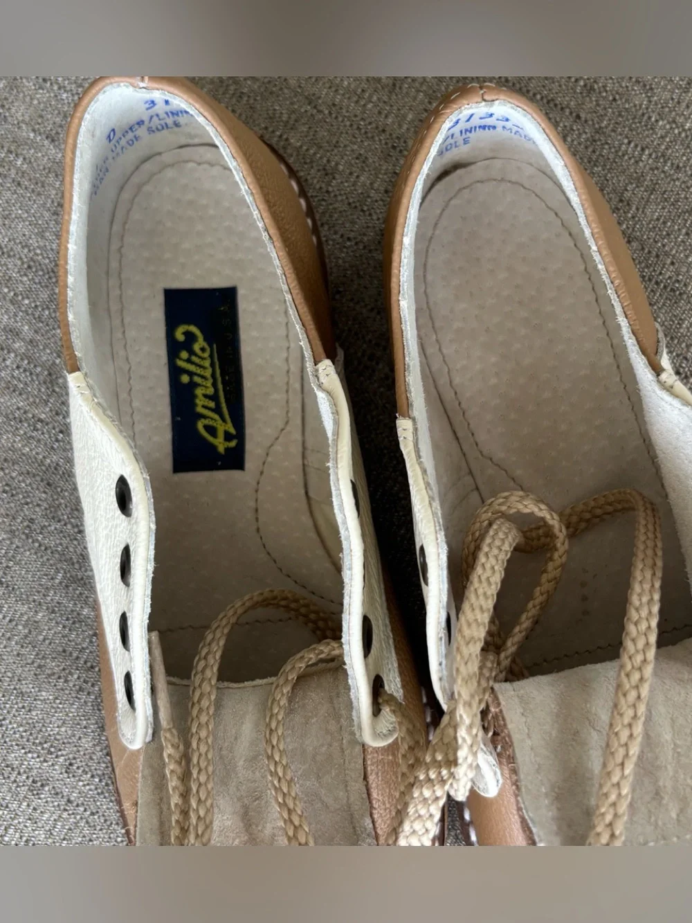 Amilio Kids Artie Tan Leather Lace-Up Saddle Shoes size 11